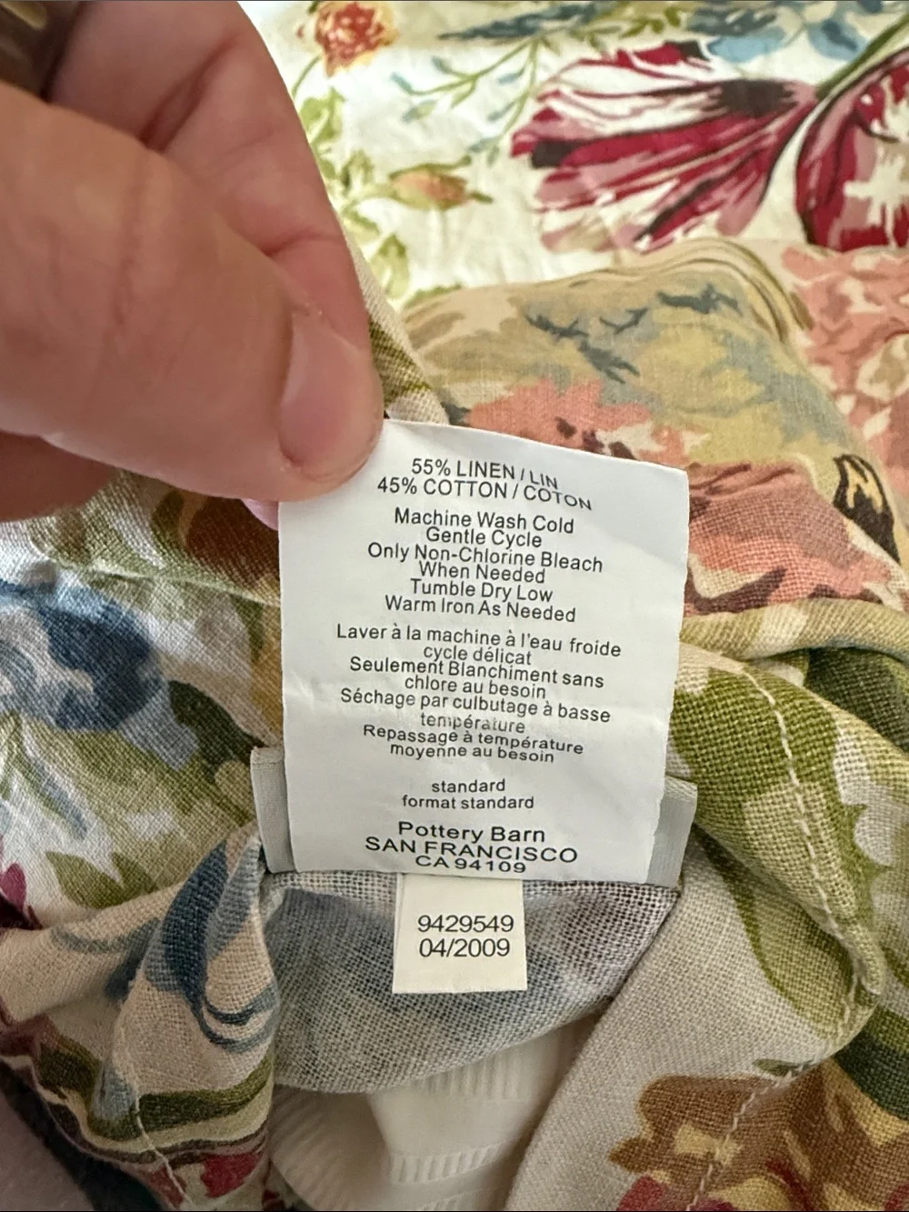 Pottery Barn King Cal King Floral Linen Duvet + 2 Shams